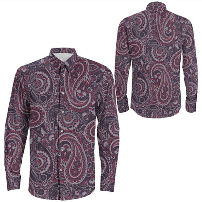 Shirt Paisley Bandana Pattern Seamless Long Sleeve Button Shirt