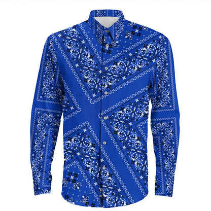 Shirt Paisley Bandana Pattern Seamless Long Sleeve Button Shirt