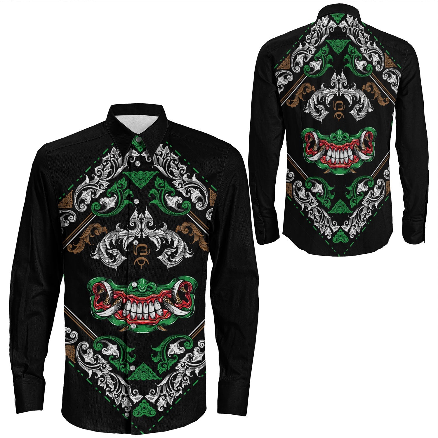 Shirt Paisley Bandana Pattern Seamless Long Sleeve Button Shirt