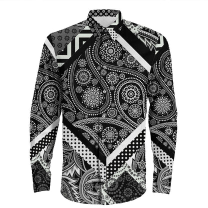 Shirt Paisley Bandana Pattern Seamless Long Sleeve Button Shirt