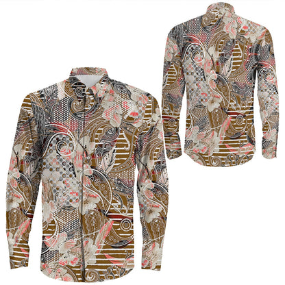 Shirt Paisley Bandana Pattern Seamless Long Sleeve Button Shirt