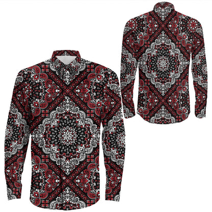 Shirt Paisley Bandana Pattern Seamless Long Sleeve Button Shirt