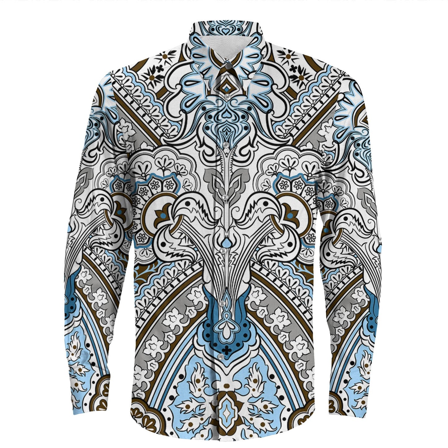 Shirt Paisley Bandana Pattern Seamless Long Sleeve Button Shirt