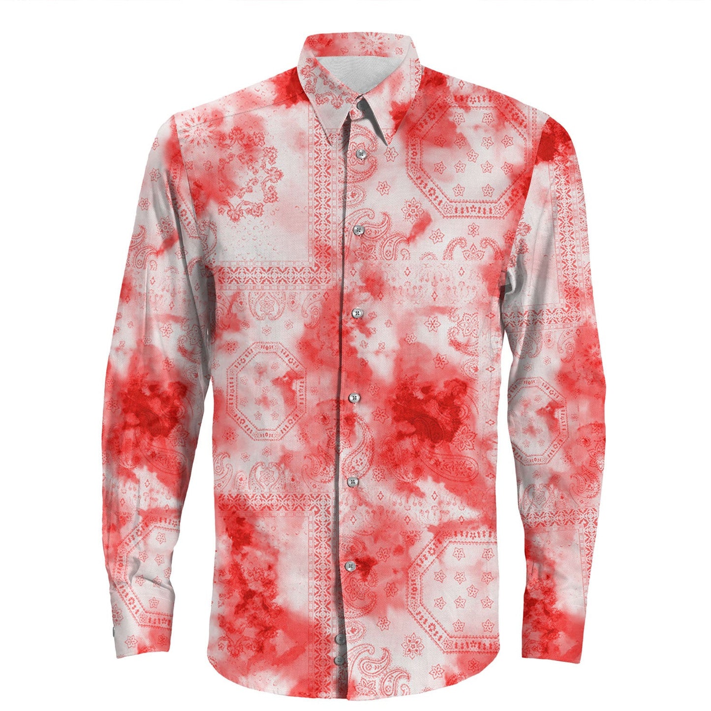 Shirt Paisley Bandana Pattern Seamless Long Sleeve Button Shirt