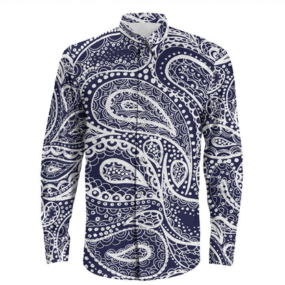 Shirt Paisley Bandana Pattern Seamless Long Sleeve Button Shirt