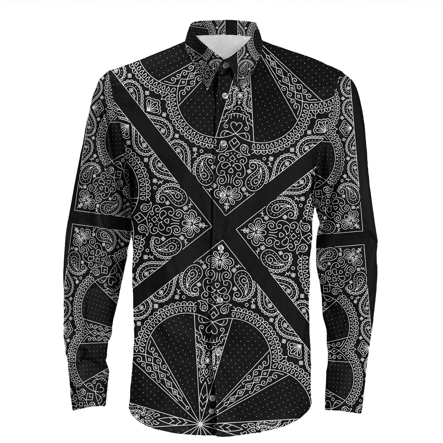 Shirt Paisley Bandana Pattern Seamless Long Sleeve Button Shirt