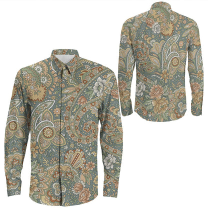 Shirt Paisley Bandana Pattern Seamless Long Sleeve Button Shirt