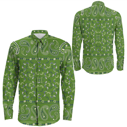 Shirt Paisley Bandana Pattern Seamless Long Sleeve Button Shirt