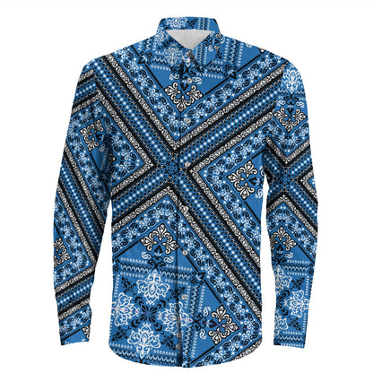 Shirt Paisley Bandana Pattern Seamless Long Sleeve Button Shirt