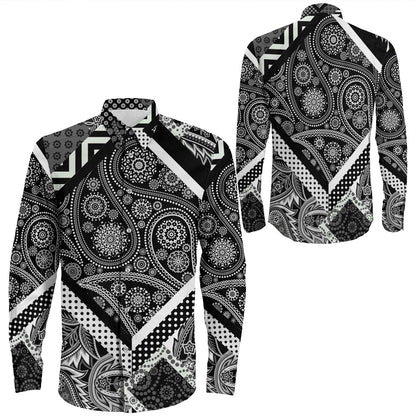 Shirt Paisley Bandana Pattern Seamless Long Sleeve Button Shirt