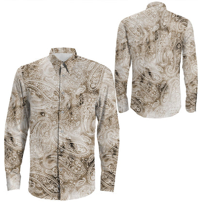 Shirt Paisley Bandana Pattern Seamless Long Sleeve Button Shirt