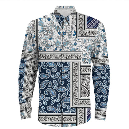 Shirt Paisley Bandana Pattern Seamless Long Sleeve Button Shirt