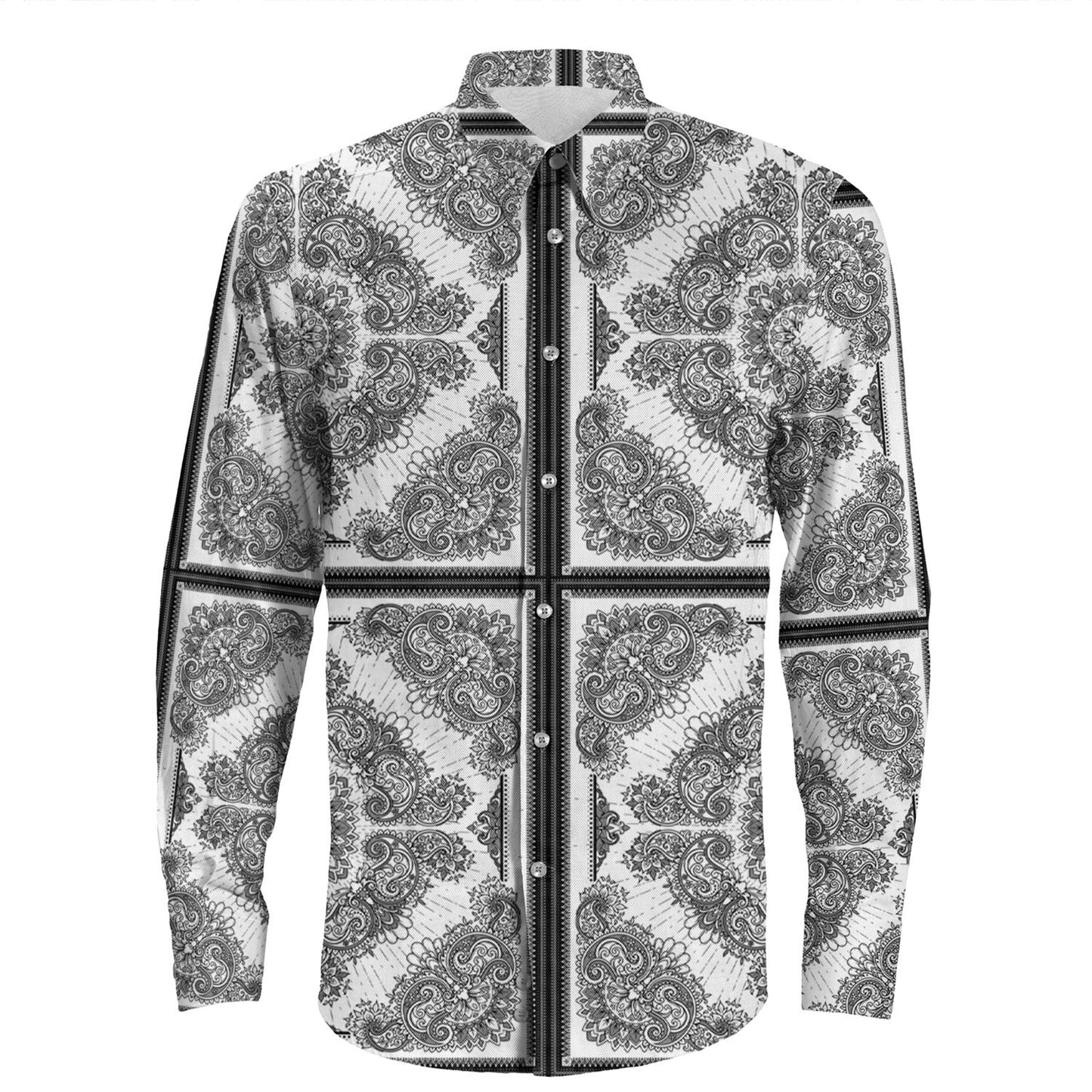 Shirt Paisley Bandana Pattern Seamless Long Sleeve Button Shirt