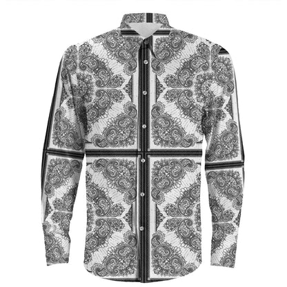Shirt Paisley Bandana Pattern Seamless Long Sleeve Button Shirt