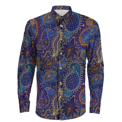 Shirt Paisley Bandana Pattern Seamless Long Sleeve Button Shirt