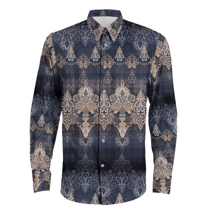 Shirt Paisley Bandana Pattern Seamless Long Sleeve Button Shirt