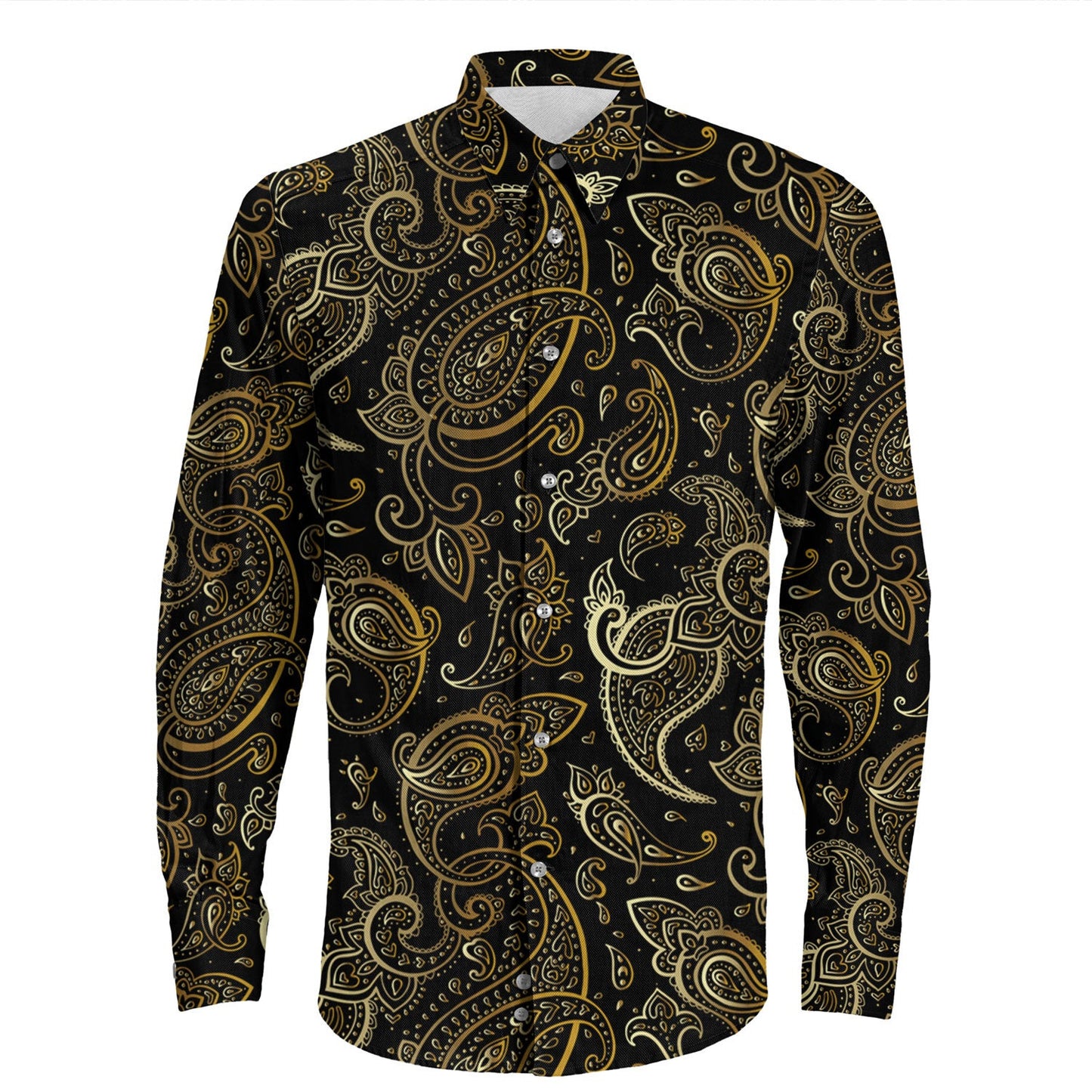 Shirt Paisley Bandana Pattern Seamless Long Sleeve Button Shirt