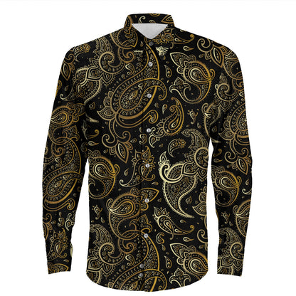 Shirt Paisley Bandana Pattern Seamless Long Sleeve Button Shirt