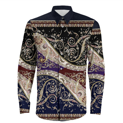 Shirt Paisley Bandana Pattern Seamless Long Sleeve Button Shirt