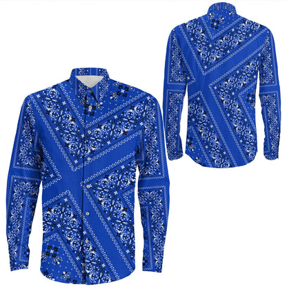 Shirt Paisley Bandana Pattern Seamless Long Sleeve Button Shirt