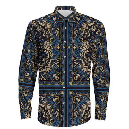 Shirt Paisley Bandana Pattern Seamless Long Sleeve Button Shirt