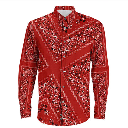 Shirt Paisley Bandana Pattern Seamless Long Sleeve Button Shirt