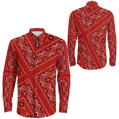 Shirt Paisley Bandana Pattern Seamless Long Sleeve Button Shirt