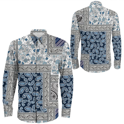 Shirt Paisley Bandana Pattern Seamless Long Sleeve Button Shirt