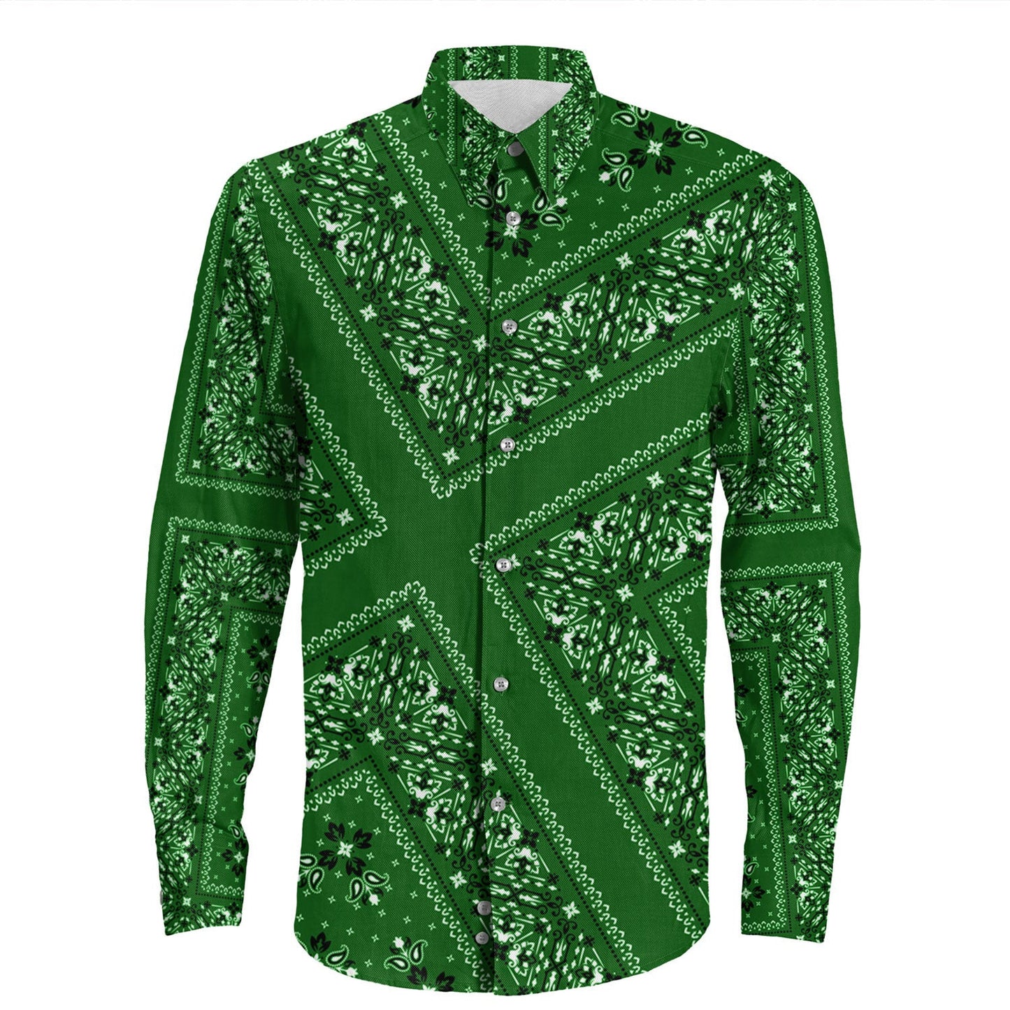 Shirt Paisley Bandana Pattern Seamless Long Sleeve Button Shirt