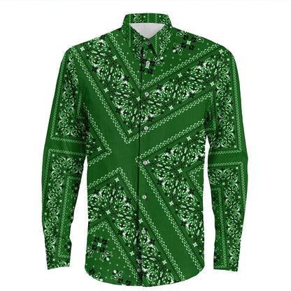 Shirt Paisley Bandana Pattern Seamless Long Sleeve Button Shirt