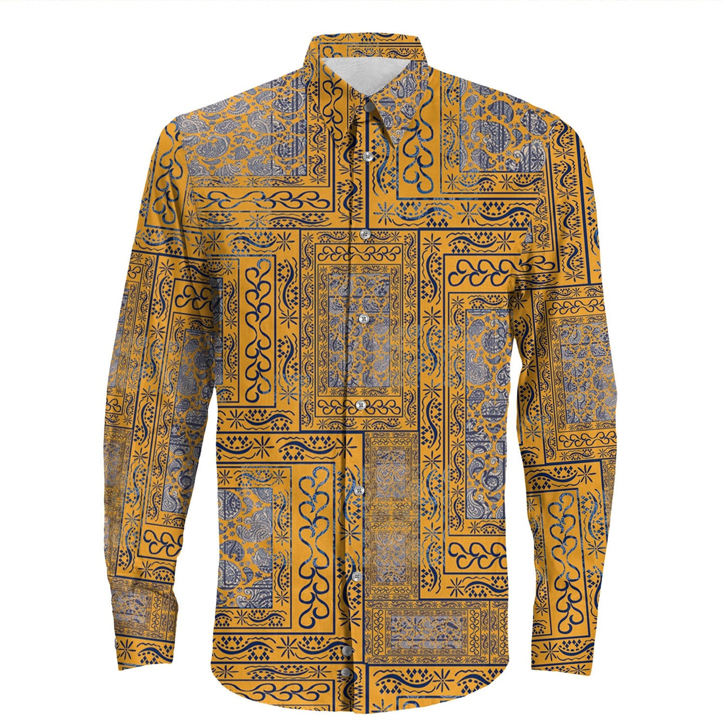 Shirt Paisley Bandana Pattern Seamless Long Sleeve Button Shirt