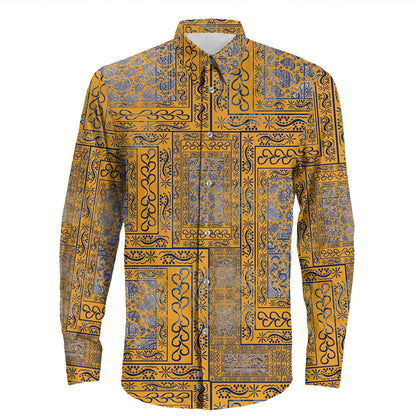 Shirt Paisley Bandana Pattern Seamless Long Sleeve Button Shirt