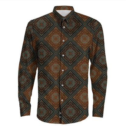 Shirt Paisley Bandana Pattern Seamless Long Sleeve Button Shirt