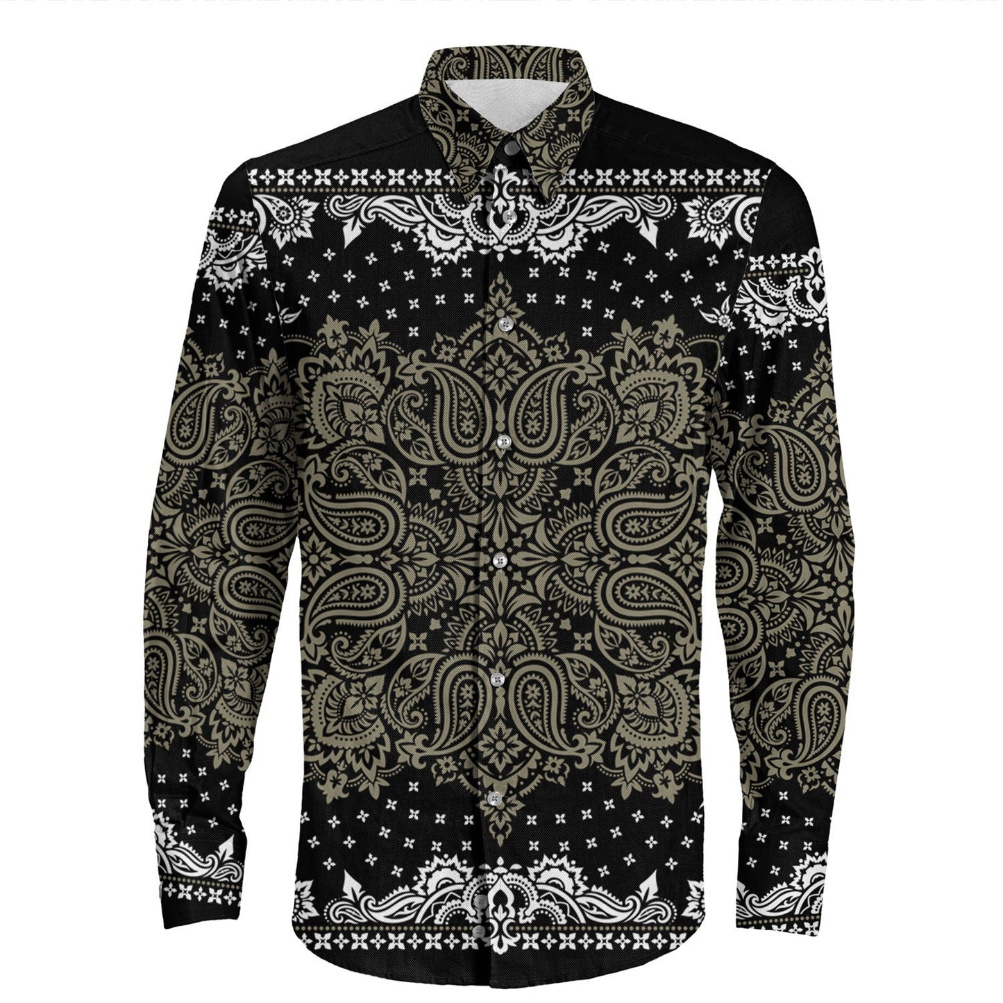 Shirt Paisley Bandana Pattern Seamless Long Sleeve Button Shirt