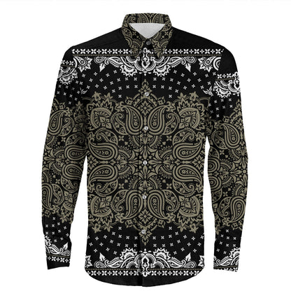 Shirt Paisley Bandana Pattern Seamless Long Sleeve Button Shirt