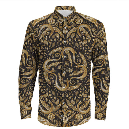 Shirt Paisley Bandana Pattern Seamless Long Sleeve Button Shirt