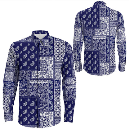 Shirt Paisley Bandana Pattern Seamless Long Sleeve Button Shirt