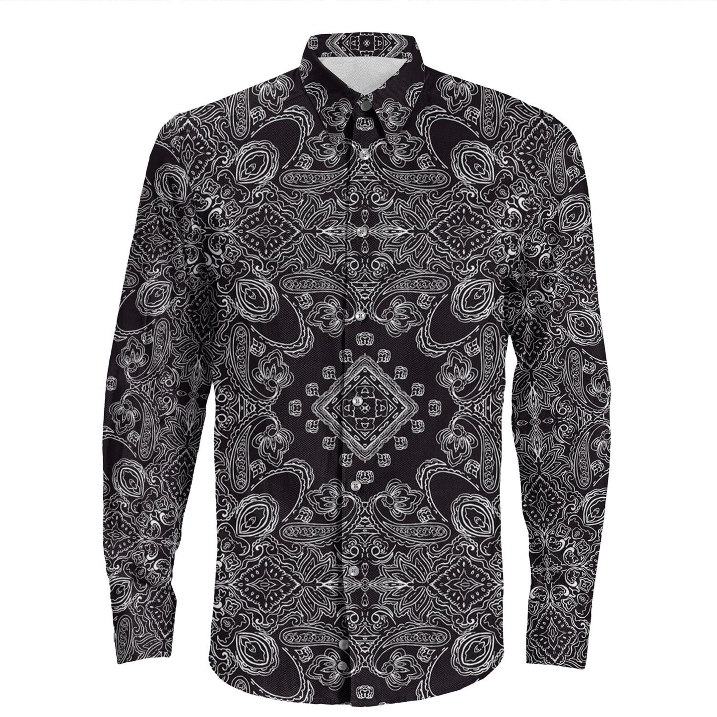 Shirt Paisley Bandana Pattern Seamless Long Sleeve Button Shirt