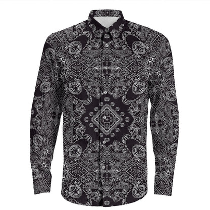 Shirt Paisley Bandana Pattern Seamless Long Sleeve Button Shirt