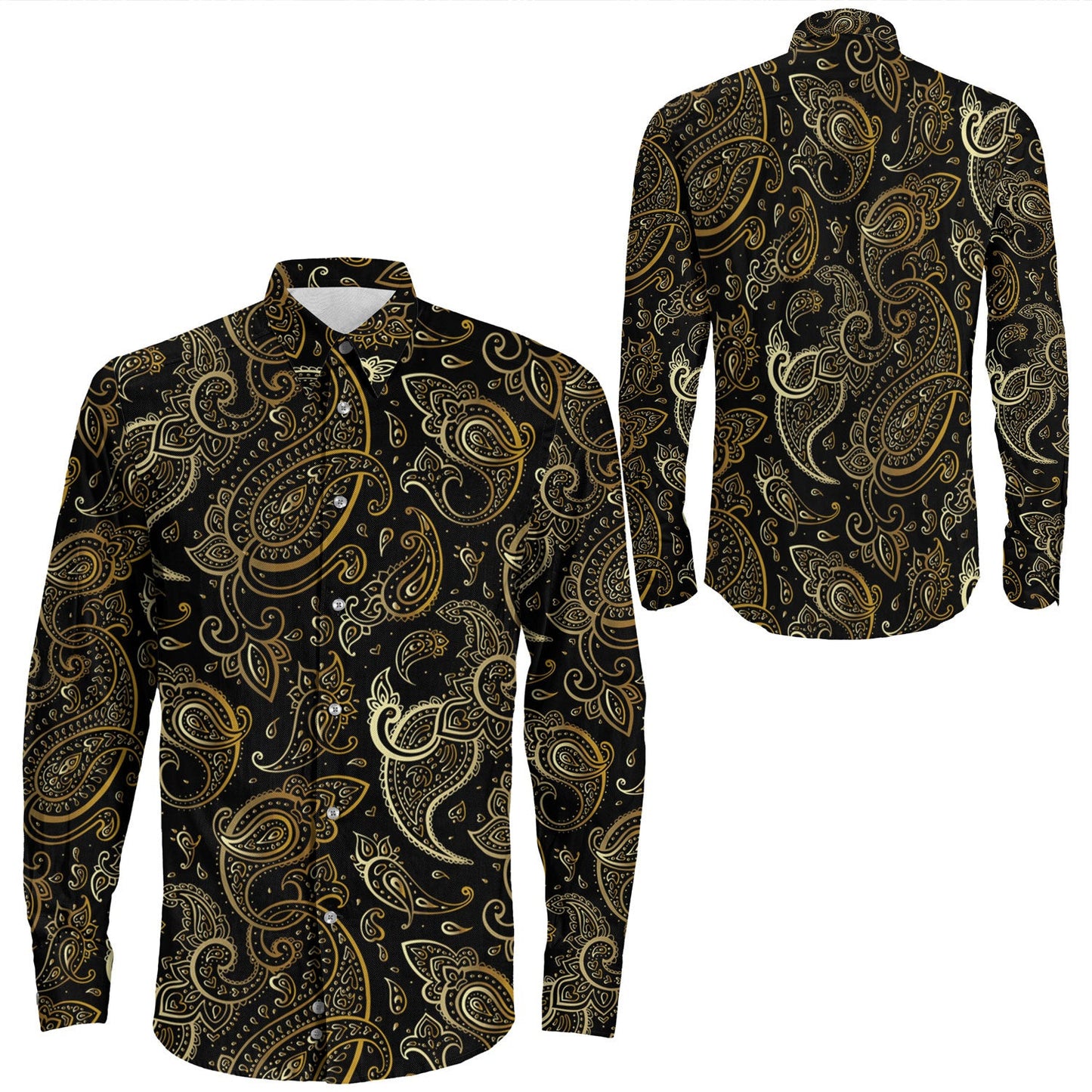 Shirt Paisley Bandana Pattern Seamless Long Sleeve Button Shirt