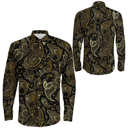 Shirt Paisley Bandana Pattern Seamless Long Sleeve Button Shirt