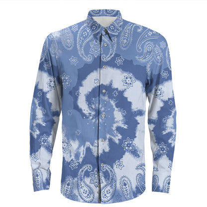 Shirt Paisley Bandana Pattern Seamless Long Sleeve Button Shirt