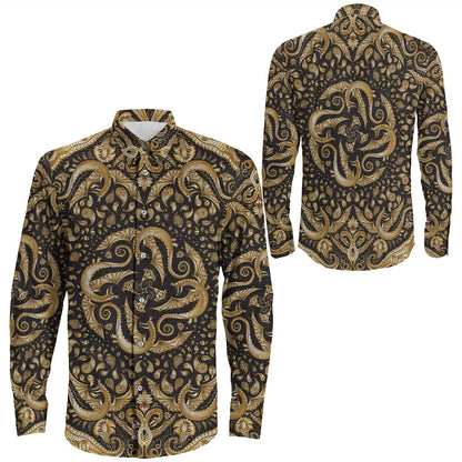 Shirt Paisley Bandana Pattern Seamless Long Sleeve Button Shirt