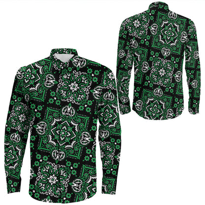 Shirt Paisley Bandana Pattern Seamless Long Sleeve Button Shirt