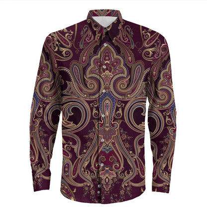 Shirt Paisley Bandana Pattern Seamless Long Sleeve Button Shirt