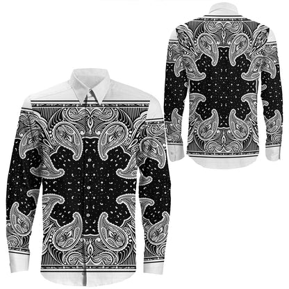 Shirt Paisley Bandana Pattern Seamless Long Sleeve Button Shirt