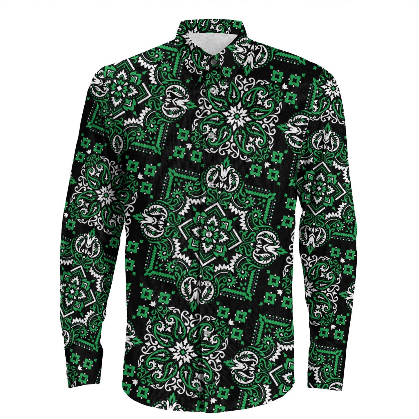 Shirt Paisley Bandana Pattern Seamless Long Sleeve Button Shirt