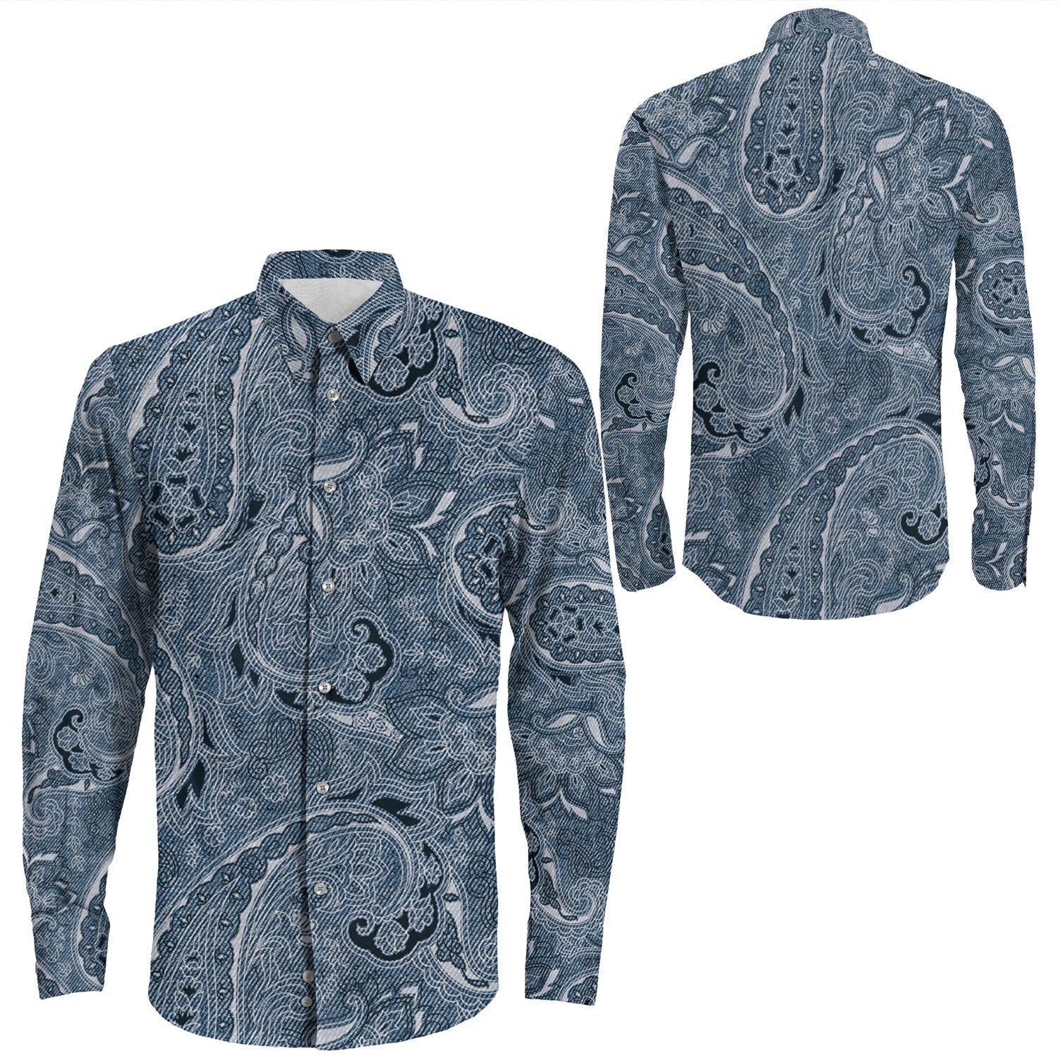 Shirt Paisley Bandana Pattern Seamless Long Sleeve Button Shirt