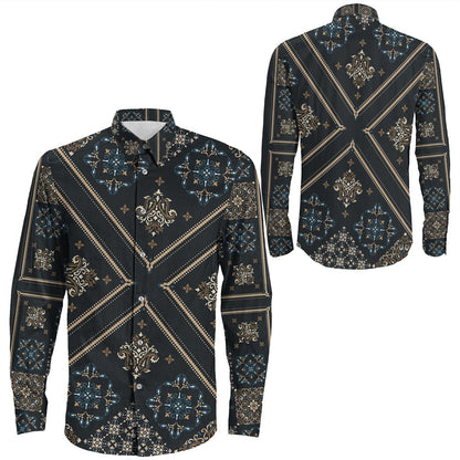 Shirt Paisley Bandana Pattern Seamless Long Sleeve Button Shirt
