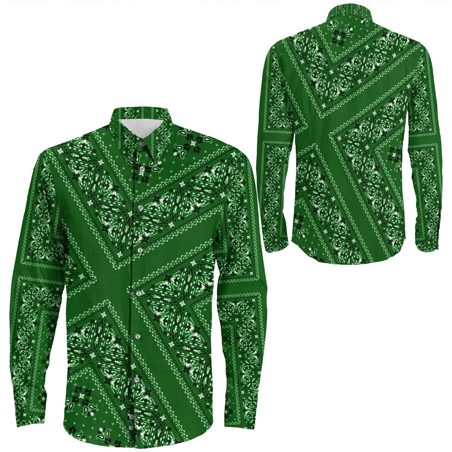 Shirt Paisley Bandana Pattern Seamless Long Sleeve Button Shirt